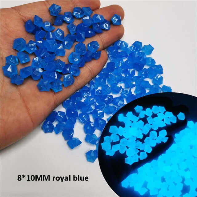 Luminous Stones: Glow-in-the-dark pebbles (8x10mm) for decor, durable plastic, sunlight-activated, 300-500 pcs per pack