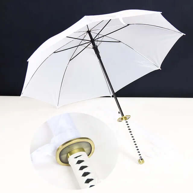 Samurai Sword Umbrella with windproof canopy and Katana-inspired handle for stylish, superior rain protection.