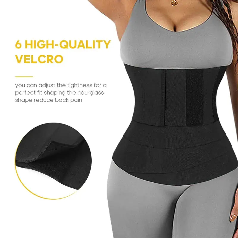 Waist Trainer with magic strips for customized fit and consistent support during any activity.