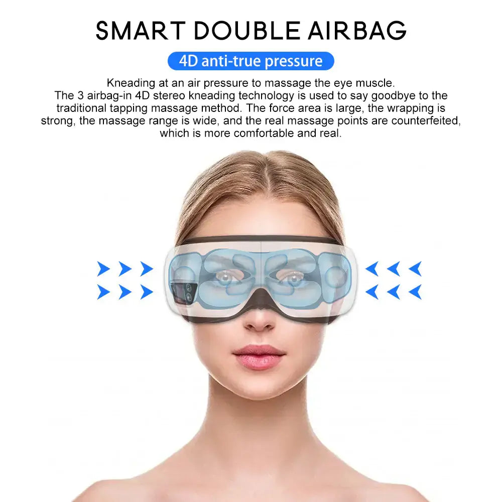 Revitalize your eyes with the 6D Smart Airbag Massager. Relieve fatigue, dark circles, & puffiness with customizable modes & soothing features.