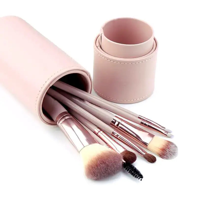 OmyBrush professional makeup brush kit with premium leather case for flawless application and seamless blending.