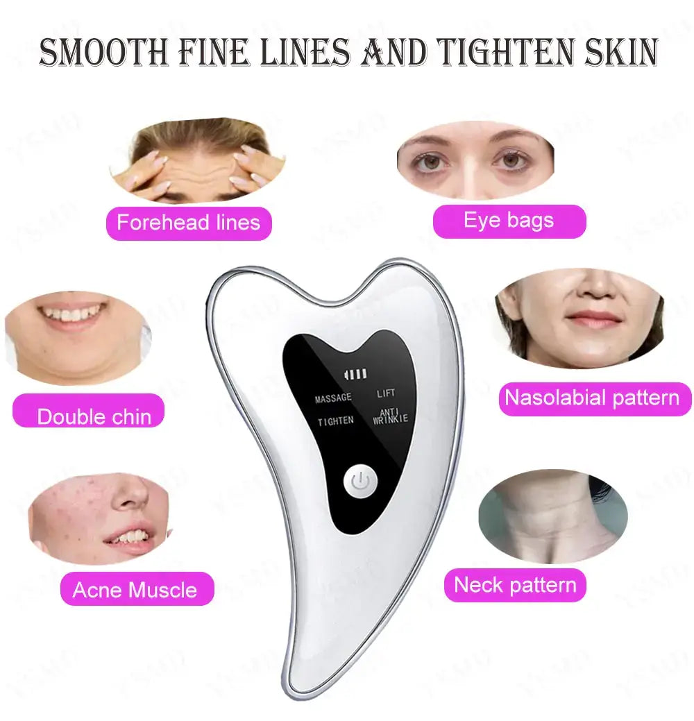 4-in-1 Facial Massage Skin Scraping LED Radio Frequency device for lifting, firming, and slimming with LED light therapy.